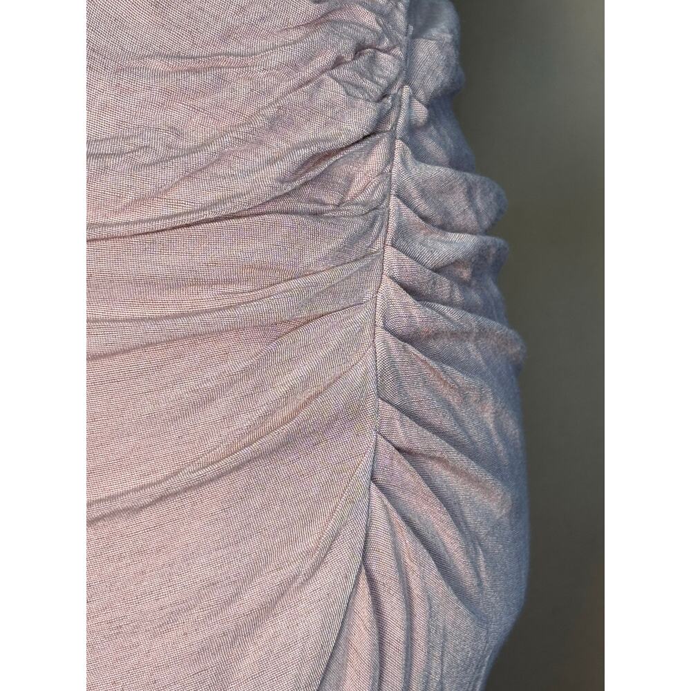 Anthropologie Ruched Asymmetrical Dress Pink Linen Blend Slip Maxi Dress Size 0P - Picture 11 of 12
